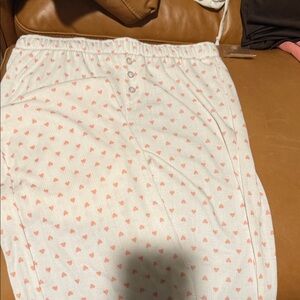 Cozy White Pajama Set with Pink Heart Pattern